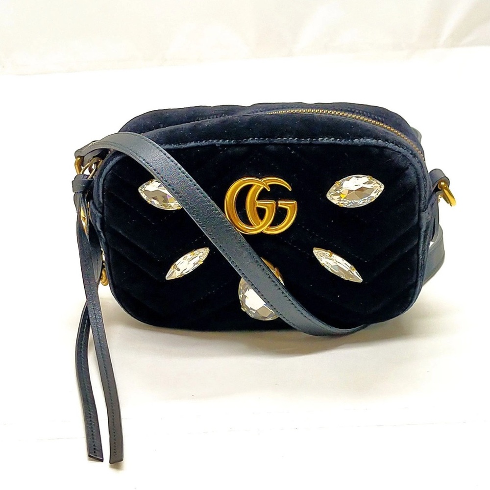 Gucci Elegant Black  Crossbody Bag with Diamond studs